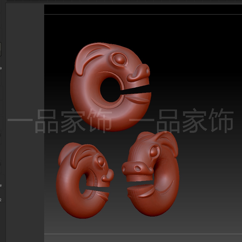 66玉猪龙简化stl雕刻图圆雕图模型文件三维立体精雕图3d