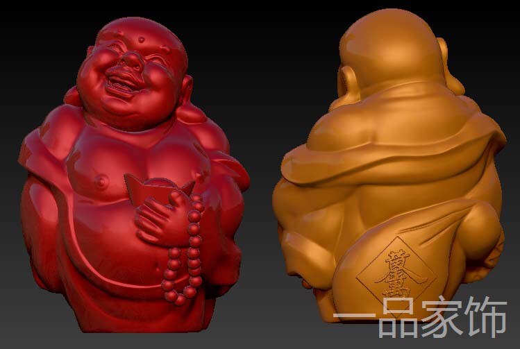 小小弥勒三维核雕立体图stl模型3d打印精雕图圆雕图非实物