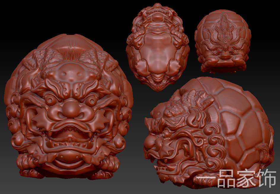 龙龟3d打印圆雕图四轴cnc雕刻机精雕图核雕三维立体图stl模型