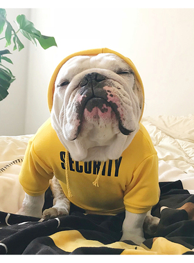 反季清仓潮牌JB黄色卫衣英法斗泰迪恶霸犬巴哥胖狗宠物衣服冬加绒