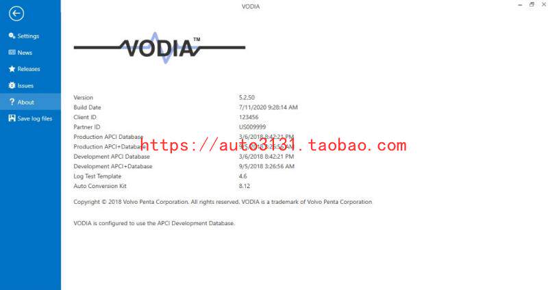 2018 VOLVO PENTA 해양 엔진 진단 소프트웨어 VOLVO PENTA VODIA V5.2.50