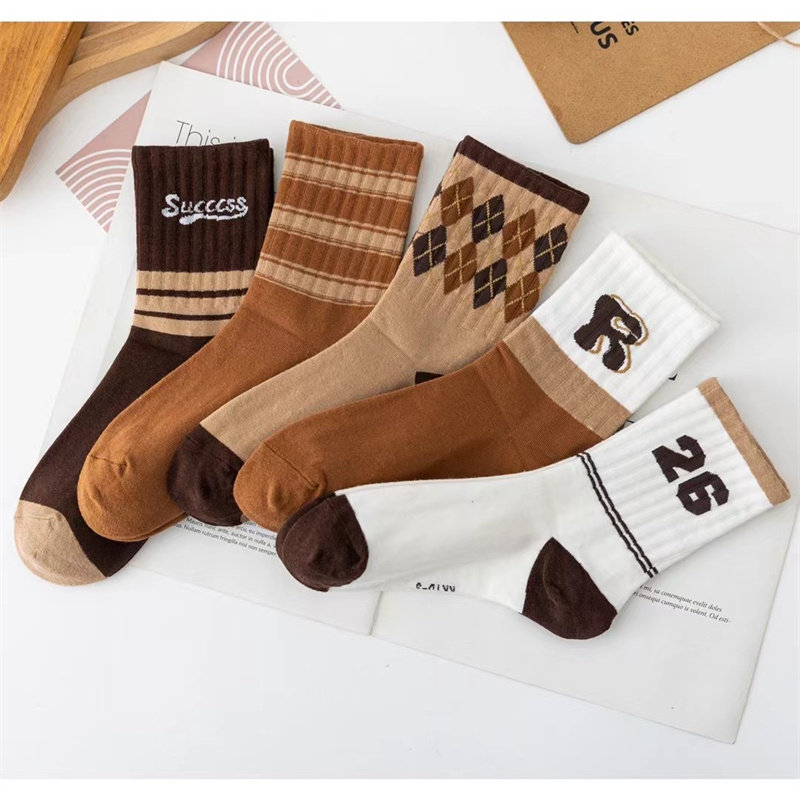 纯棉运动袜女跑步篮球秋冬中筒舒适吸汗透气新潮花式秋季高档款