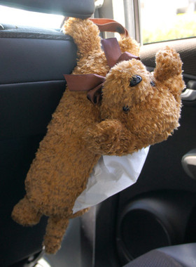 日本正版Bestever泰迪狗汽车车载挂式家用餐纸巾盒毛绒玩具公仔犬