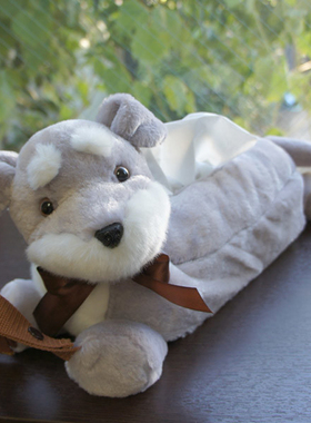 日本正版Bestever泰迪雪纳瑞悬挂式餐巾纸盒收纳毛绒玩具公仔犬狗