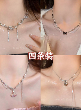 碎银珍珠项链小设计感简约气质锁骨链女方糖小钻轻奢精致颈链