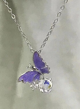 超仙森系紫色蝴蝶项链女ins风2024新款爆款潮小众设计感饰品