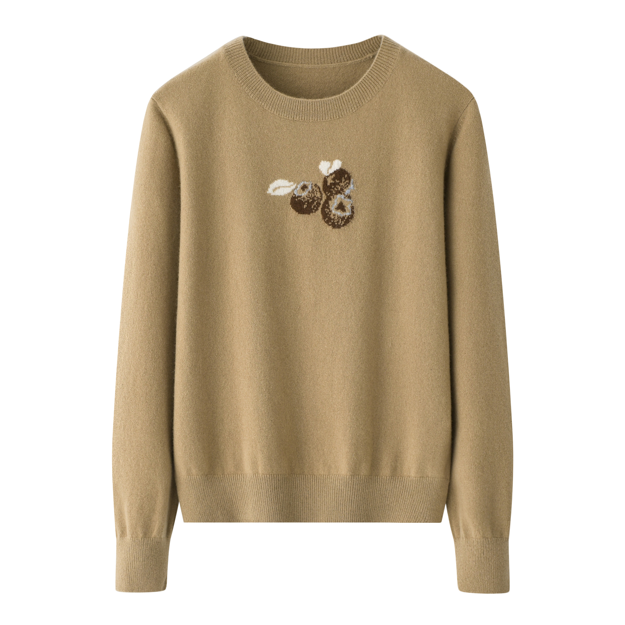 圆领领提花套头毛衣女~鄂尔多斯市产100纯羊绒秋冬保暖工厂直发