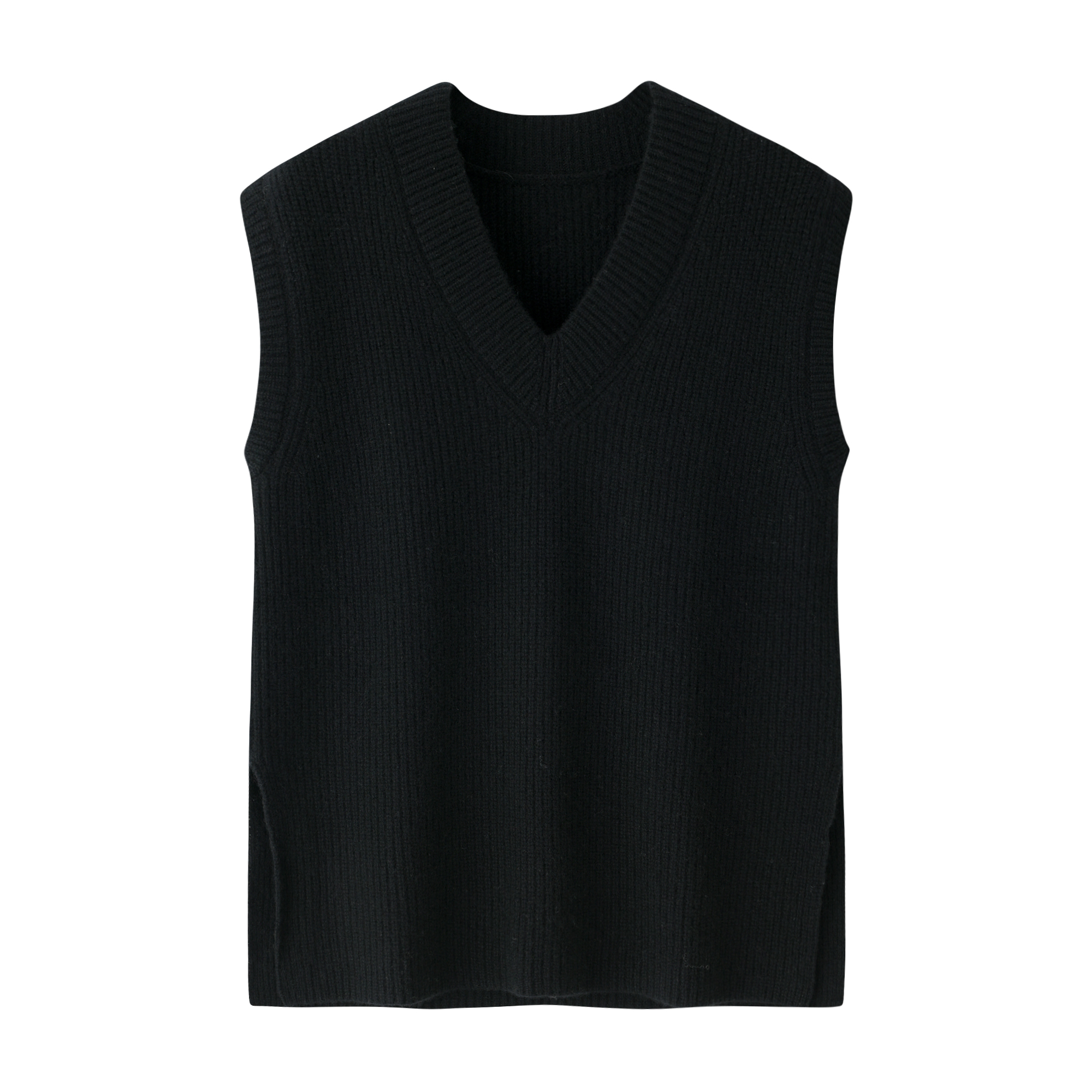 鄂尔多斯市100纯山羊绒V领针织马甲女款新款宽松外穿百搭毛衣背心