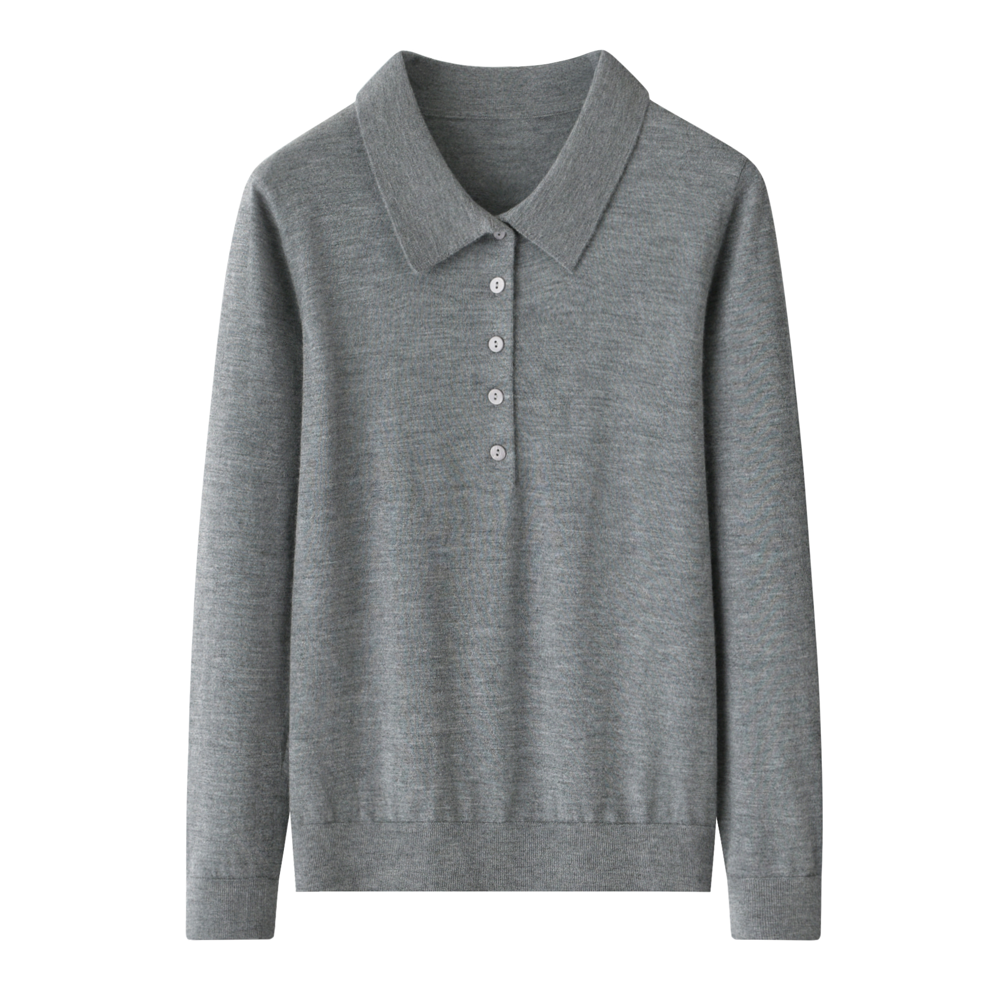 鄂尔多斯市100%纯羊绒衫精纺女装翻领长袖打底衬衫套衫针织毛衣