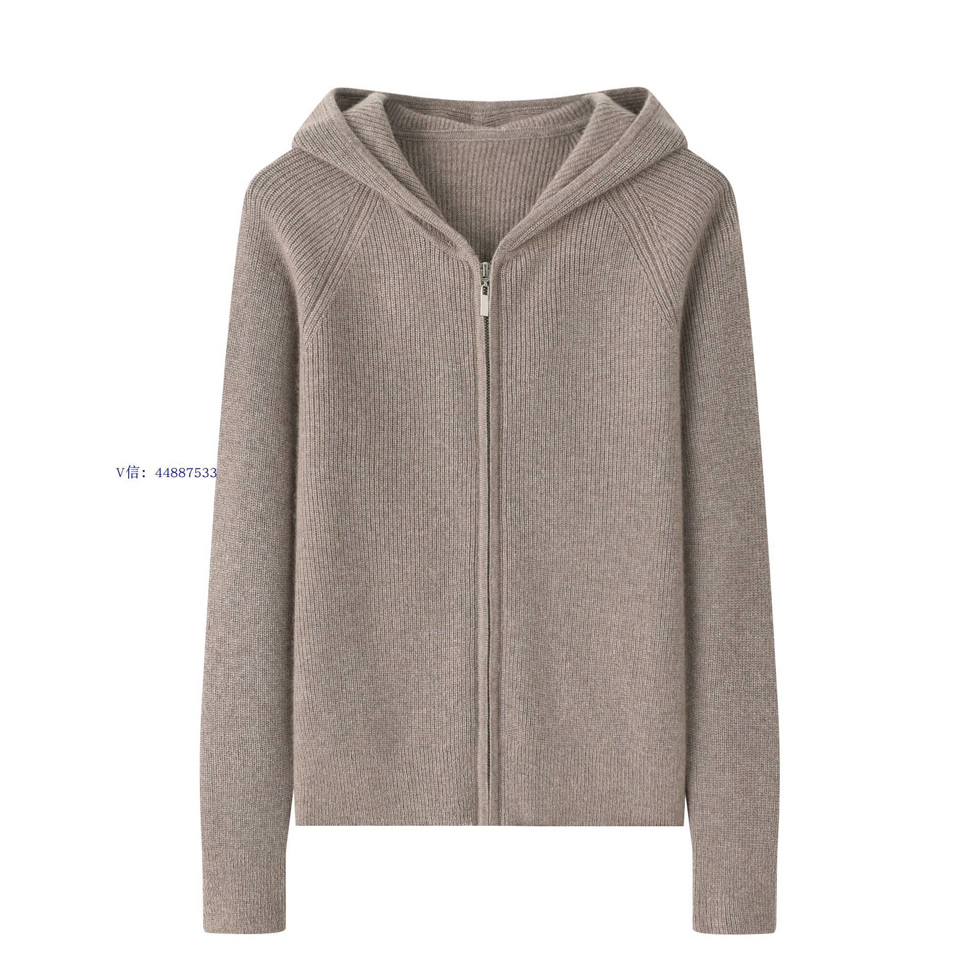 鄂尔多斯市纯羊绒衫女连帽开衫修身显瘦休闲运动卫衣针织外套