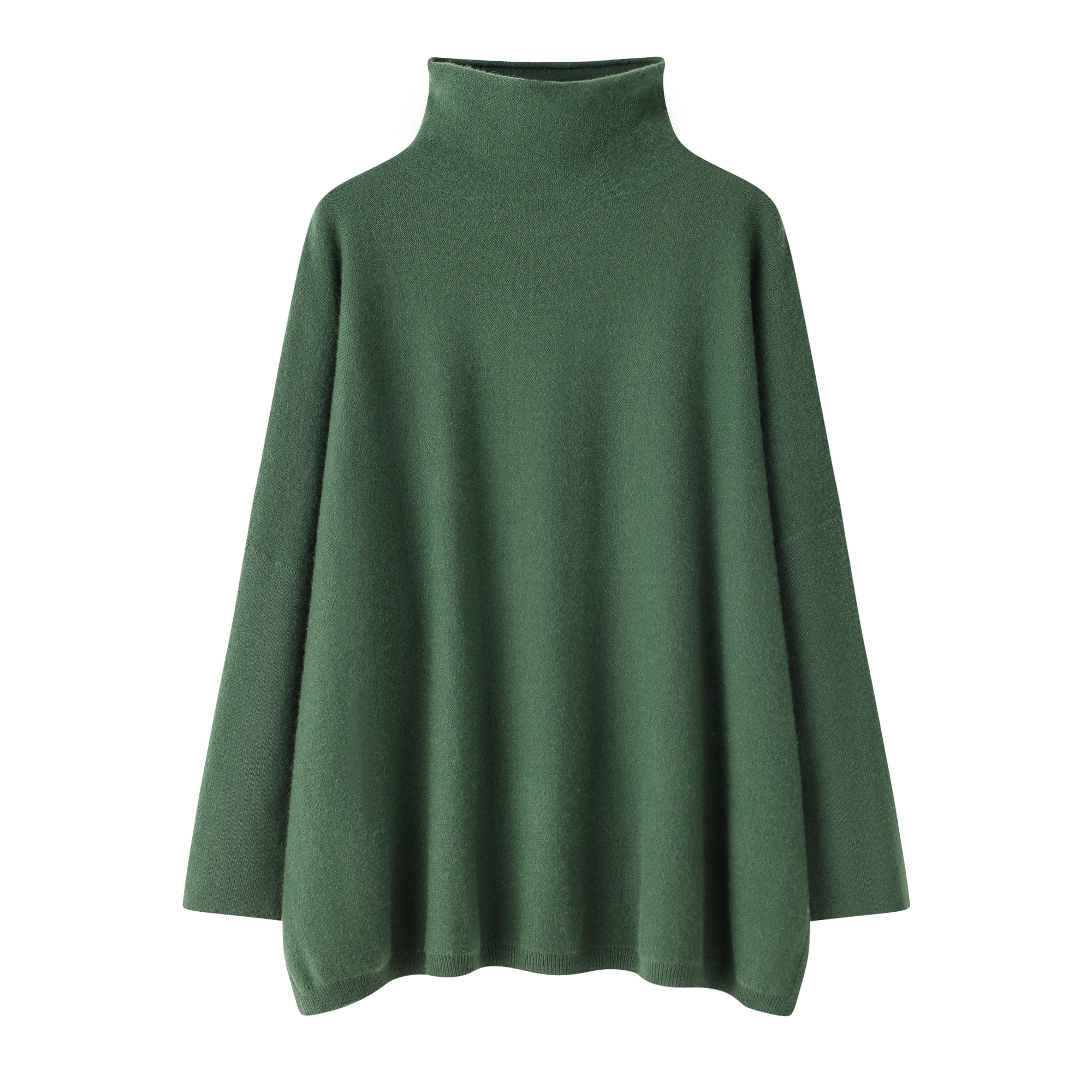 外贸推荐！100羊绒衫女半高领中长款慵懒开叉休闲时尚显瘦毛衣