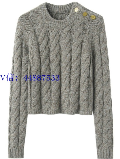 产自鄂尔多斯市刘雯同款羊绒衫女宽松针织短款复古麻花毛衣打底衫