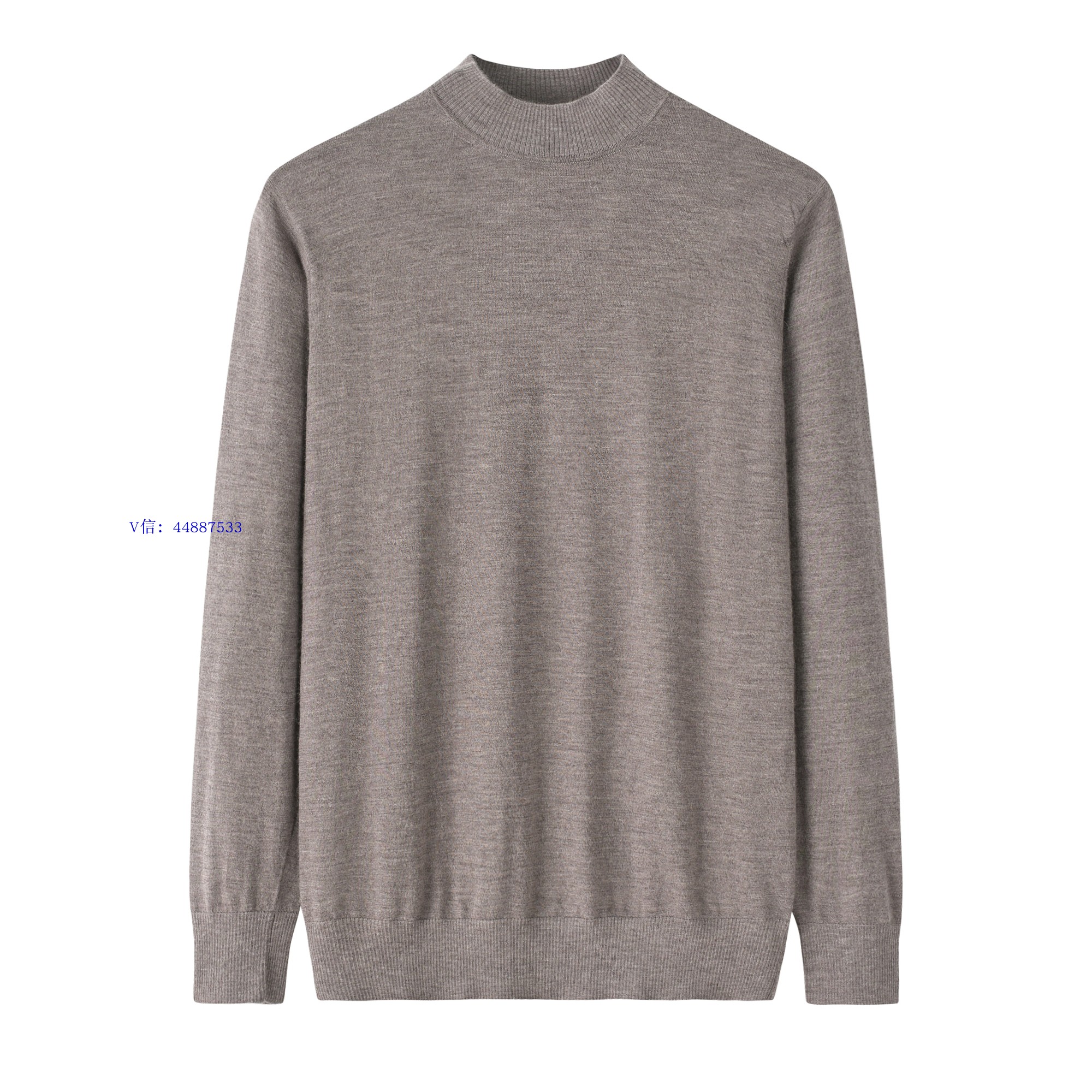 鄂尔多斯市68支精纺100%纯山羊绒男士半高领套头打底衫春秋薄款