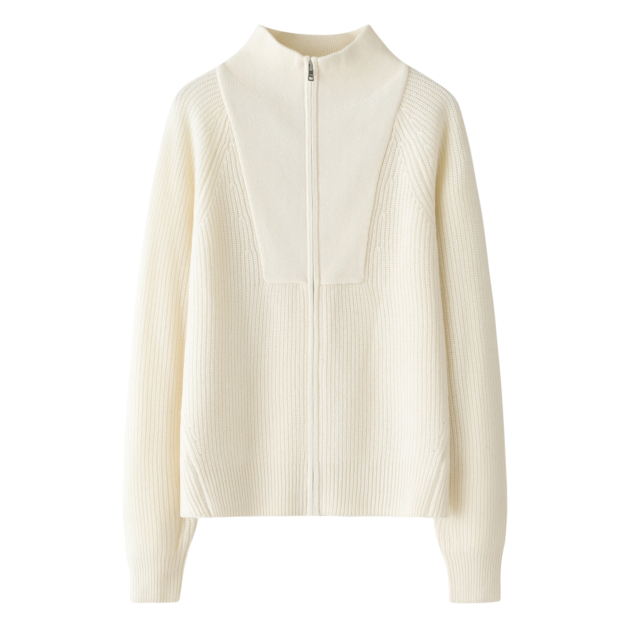 鄂市100%纯羊绒衫半高领双畦女开衫针织外套纯色气质上衣