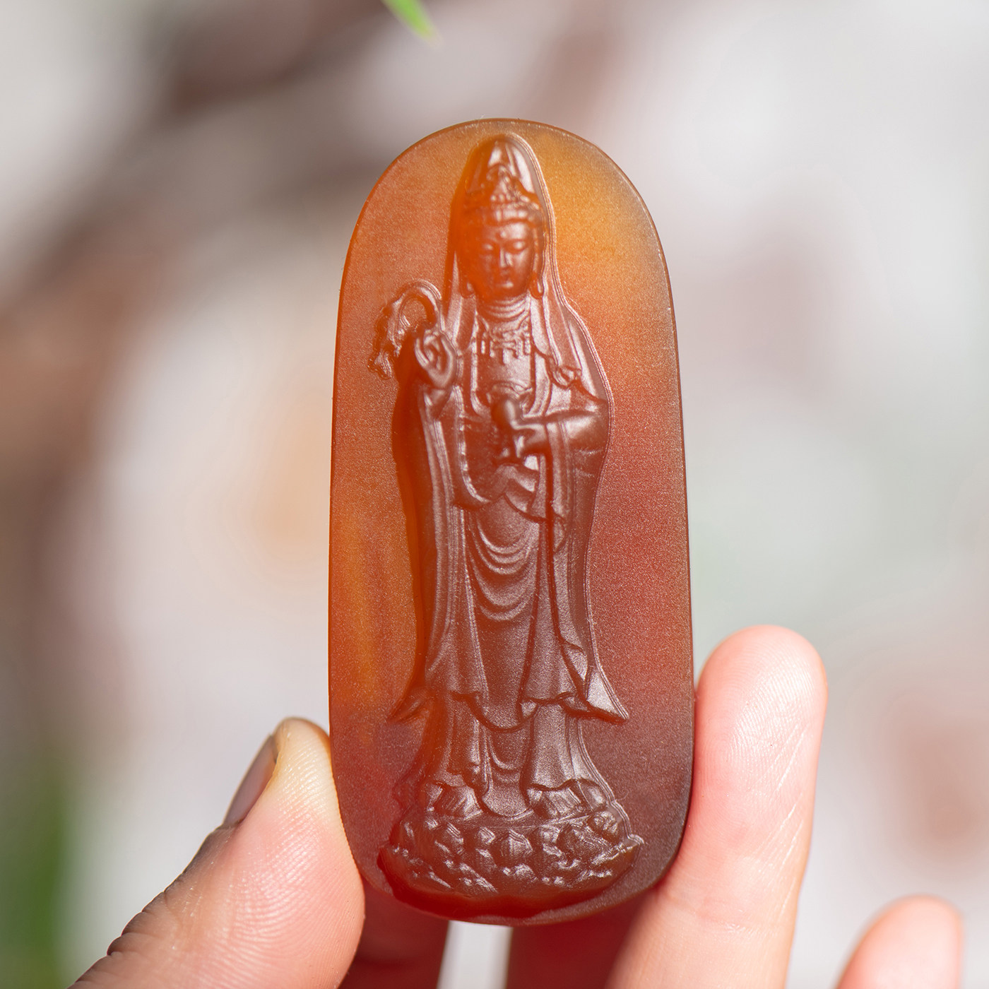 天然玛瑙南海观音护身符吊坠佛像