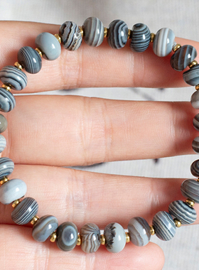 天然天珠缠丝玛瑙手链手串老形算盘珠一线药师女民族风闺蜜包邮