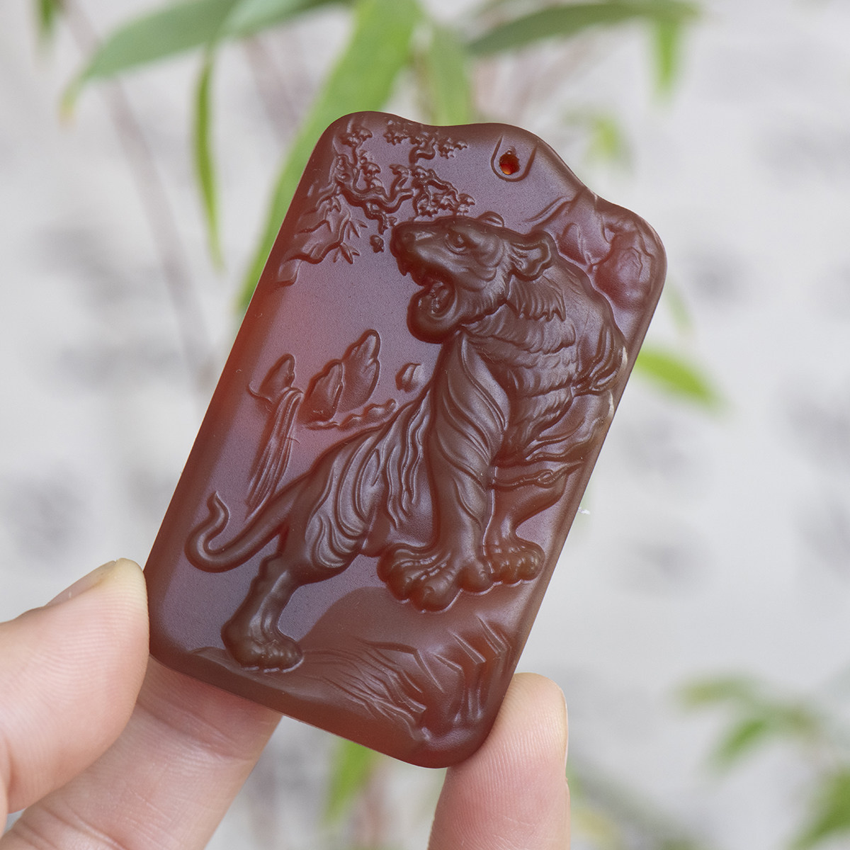 天然红玛瑙12生肖虎吊坠挂件