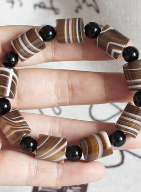 天然缠丝玛瑙手链桶珠路路通民族风男款情侣生日礼物水晶天眼天珠