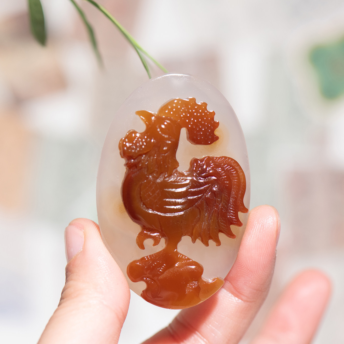 天然玛瑙生肖鸡本命年吊坠