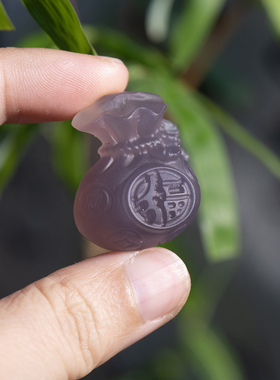 天然紫罗兰玛瑙钱袋吊坠帝王紫色福袋项链钱袋挂坠包链手机链配件