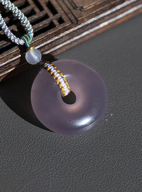 天然玛瑙平安扣帝王紫面包圈古风