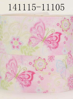 38mm彩色印刷织带和风花卉系列螺纹织带DIY发饰缎带141115-11105