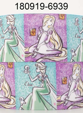 彩色印刷织带  迪士尼公主卡通螺纹织带DIY发饰 180919-6939