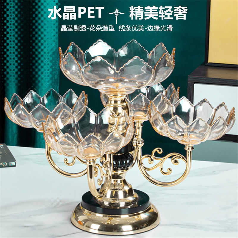 2025新款干果水果盘家用客厅茶几糖果欧式多层水晶果盘高档轻奢风