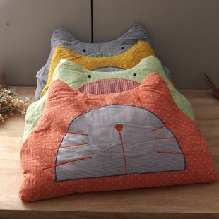 可爱猫儿童荞麦枕纯棉纱布卡通枕头幼儿园小米壳荞麦皮枕套枕芯