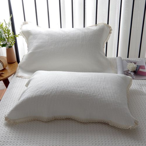 韩系花边枕巾纯棉纱布高级感柔软亲肤防头油四季通用枕头盖巾