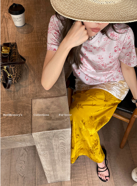 洋气新店REDMEMORY春夏小可爱 糖果爱心t/复古花园枝条粉嫩t恤