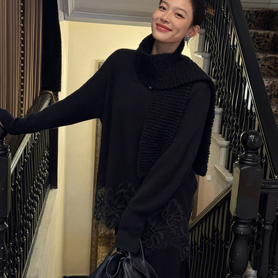 洋气新店REDMEMORY浪漫悸动 浮花梦影 重工立体蕾丝羊毛毛衣