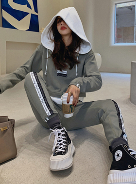 【捡漏专享】你想要的它都有 百搭耐穿大帽假两件卫衣/运动裤套装