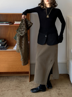 洋气新店REDMEMORY宝藏好搭/惊喜剪裁 显瘦纸片人加绒高密半裙冬