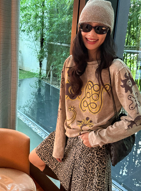 洋气新店REDMEMORY时髦个性 复古美式 趣味涂鸦 印花长袖T