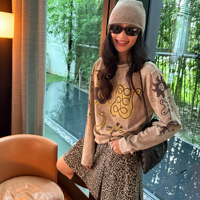 洋气新店REDMEMORY时髦个性 复古美式 趣味涂鸦 印花长袖T