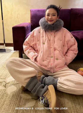 洋气新店REDMEMORY节日甜心 樱花少女 嗲系保暖巨显白短款羽绒服