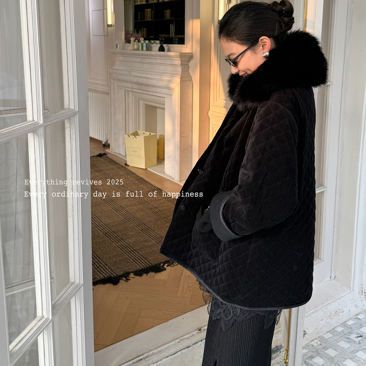 洋气新店REDMEMORY实穿主义 质感显脸小 大毛领丝绒夹棉棉服