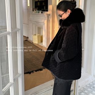 洋气新店REDMEMORY实穿主义 大毛领丝绒夹棉棉服 质感显脸小