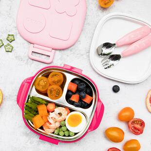 Octoto奥克兔兔儿童分格餐盘宝宝外出便携辅食碗餐具婴童保温饭盒