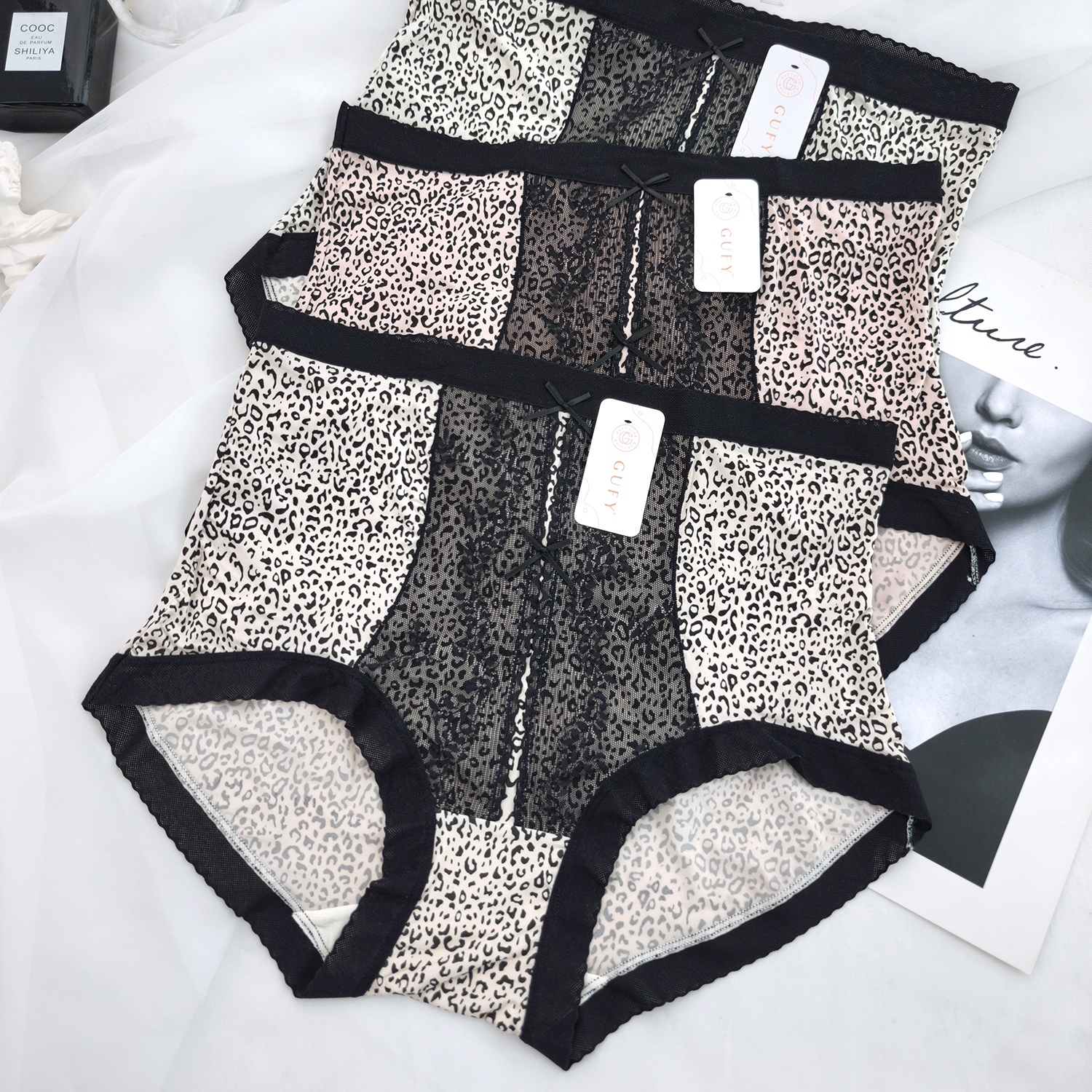 高腰大版性感豹内裤纹含蚕丝底裆