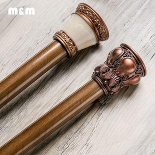 m＆m 伸缩杆浴帘杆浴杆直杆窗帘杆门帘杆免打孔复古圆锥 默玛美式