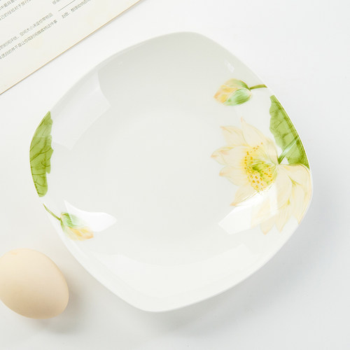 骨瓷盘子菜盘家用餐盘7英寸碟子陶瓷方汤盘深盘7寸中式瓷盘冷菜盘 - 封面
