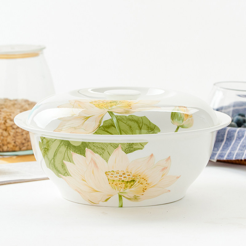 唐山骨瓷9英寸带盖圆形汤盆品锅陶瓷餐具创意大号家用瓷盖大汤碗,餐饮具,盆,淘宝优惠券,粉丝福利购,淘宝优惠卷