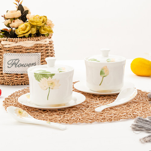 金岚玉骨瓷中式炖盅带碟带勺