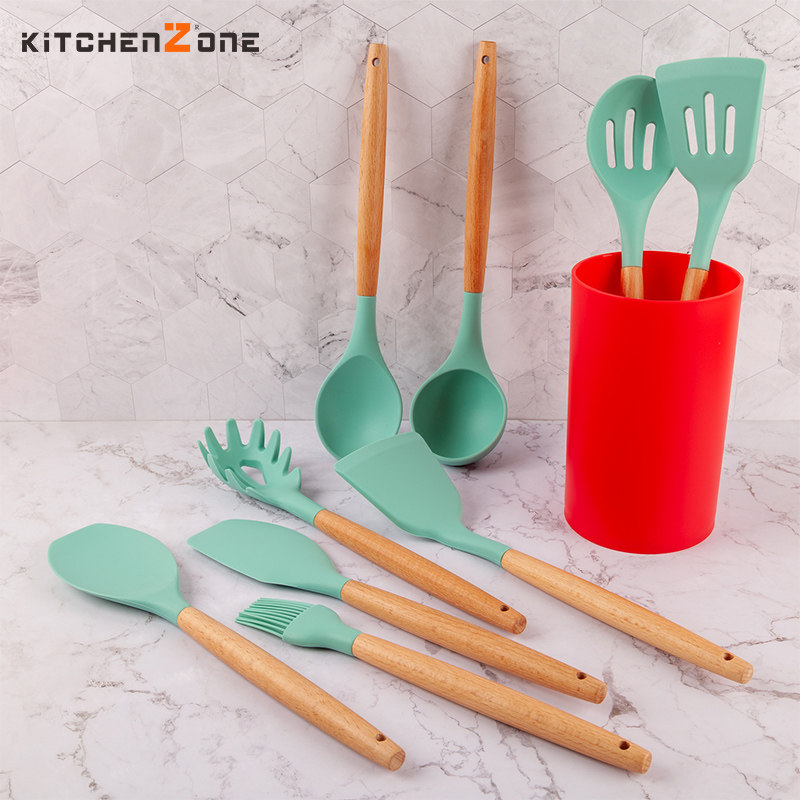 KITCHENZONE德国硅胶厨具套装耐高温不粘锅汤勺锅铲漏勺面捞煎铲