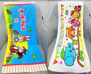 日单可爱动物兔子松鼠运动会外贸卡通全棉纯棉儿童成人面巾毛巾