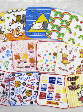 20x20cm火车毛毛虫凯蒂外贸纯棉柔软纱布儿童幼儿园小方巾小毛巾