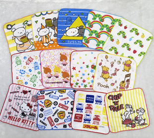 20x20cm火车毛毛虫凯蒂外贸纯棉柔软纱布儿童幼儿园小方巾小毛巾