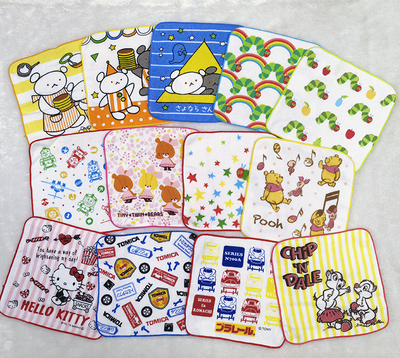 毛毛虫纯棉柔软纱布幼儿园小方巾